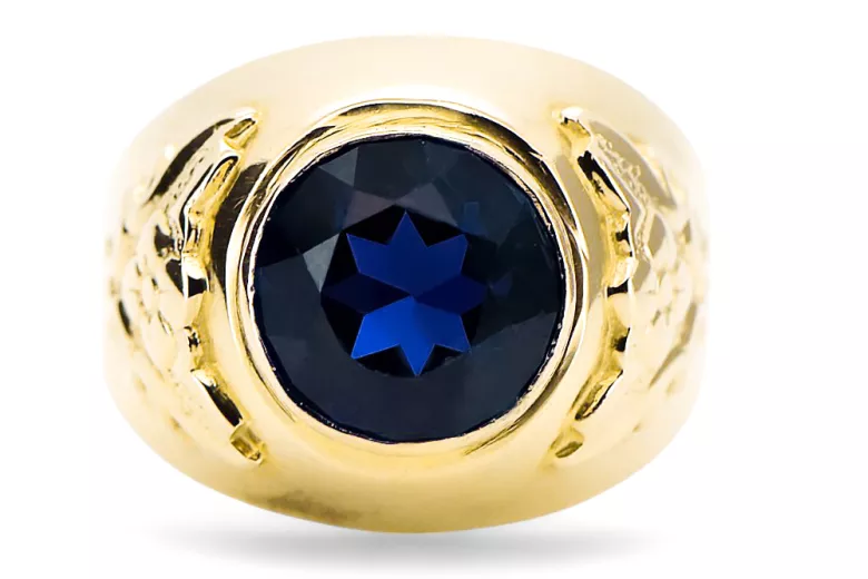 Сапфир 14K жълто злато Пръстен Винтидж vrc078y